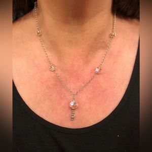 Sterling and crystal drop necklace